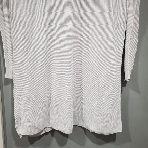 W By Worth Women's Ribbed Open Front Long Sleeve Cardigan Sweater White Pocket S - Picture 11 of 12